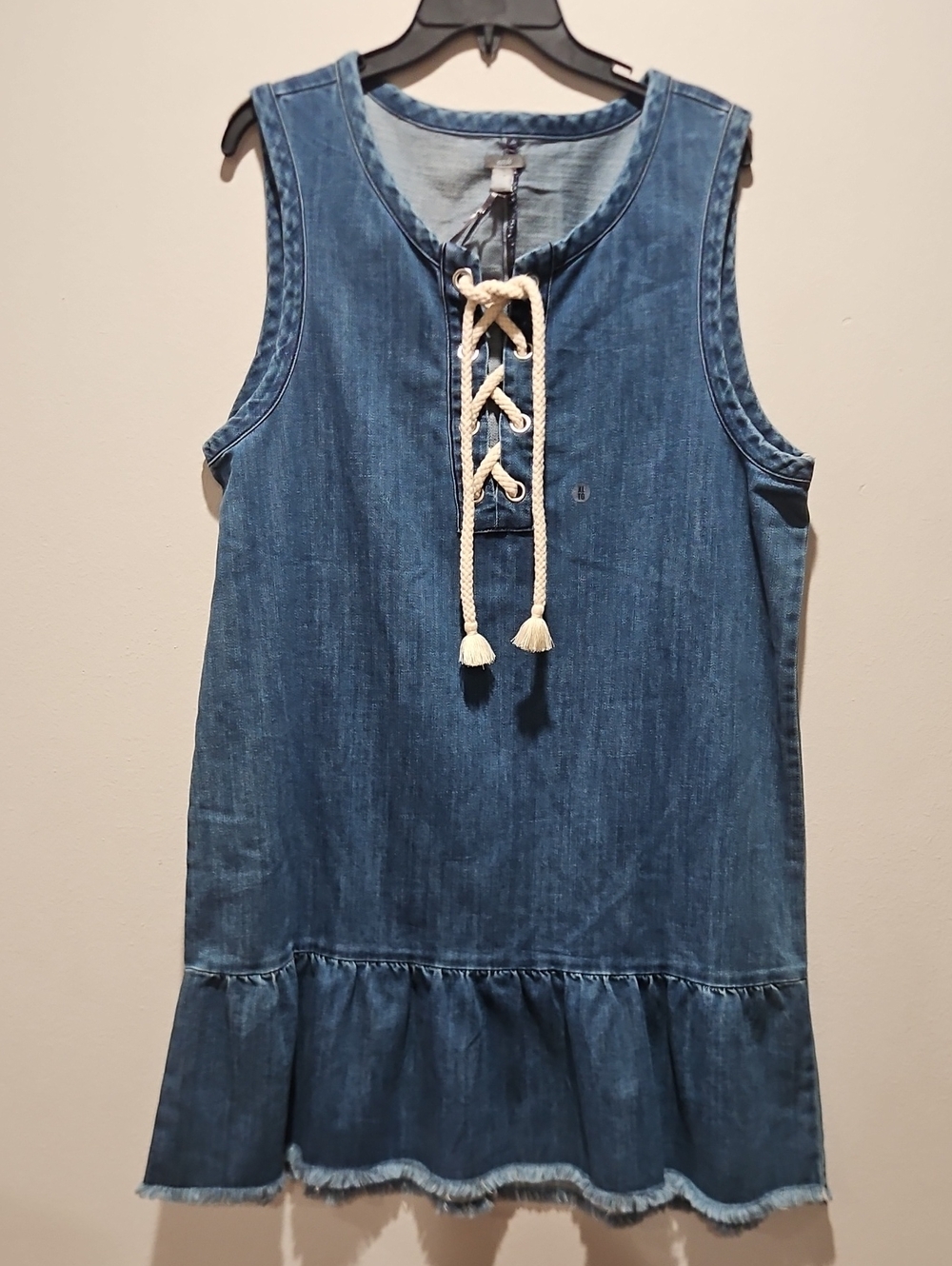 aerie Women's  Blue Denim Lace-Up Sundress size XL